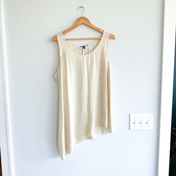 Eileen Fisher Silk Asymmetrical Tank Top Cream L - Picture 1 of 8